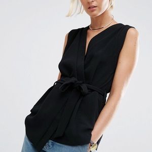 ASOS Obi Wrap Black Top